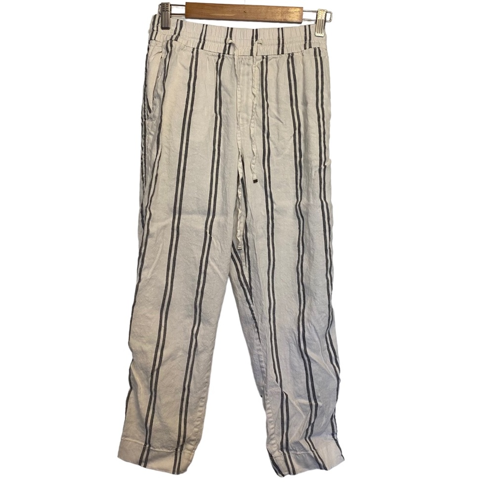 GAP striped drawstring pants for summer, white and dark gray